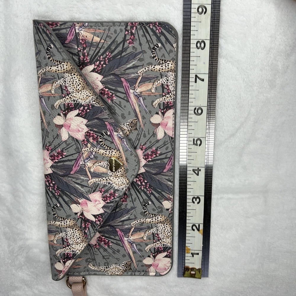 Betsey Johnson Floral Leopard Wristlet with Strap 8.5" L X 5.5"H